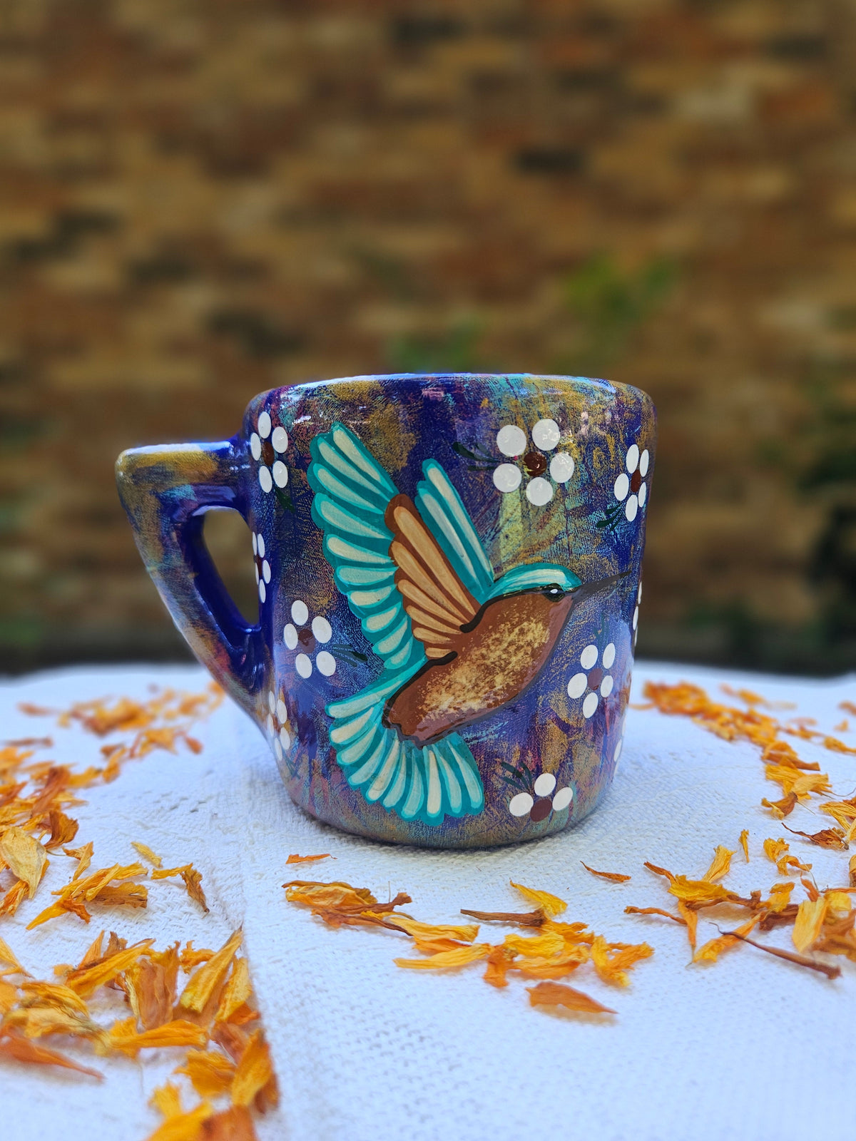 Handpainted Colibrí Taza de Cerámica